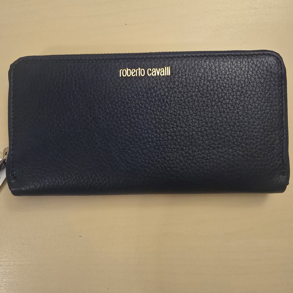 Roberto Cavalli Dark Blue Leather Wallet